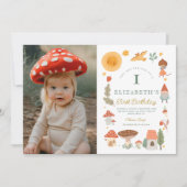 Waldpilz Erster Geburtstag Einladung (Vorderseite)