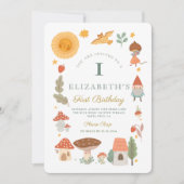 Waldpilz Erster Geburtstag Einladung (Vorderseite)