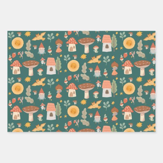 Waldpilz Geschenkpapier Set (Vorderseite)