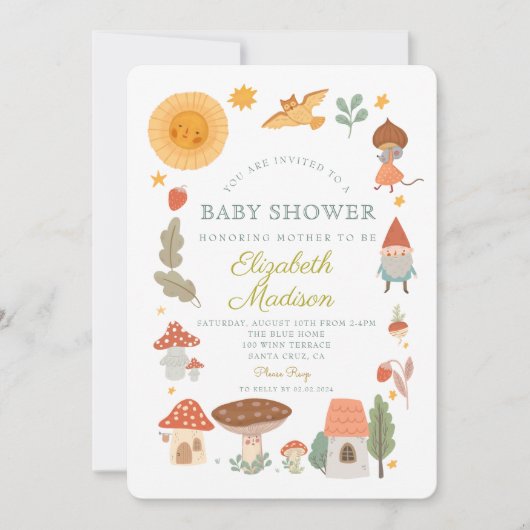 Waldpilz Kinderdusche Einladung (Vorderseite)