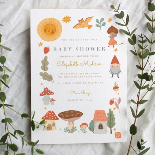 Waldpilz Kinderdusche Einladung