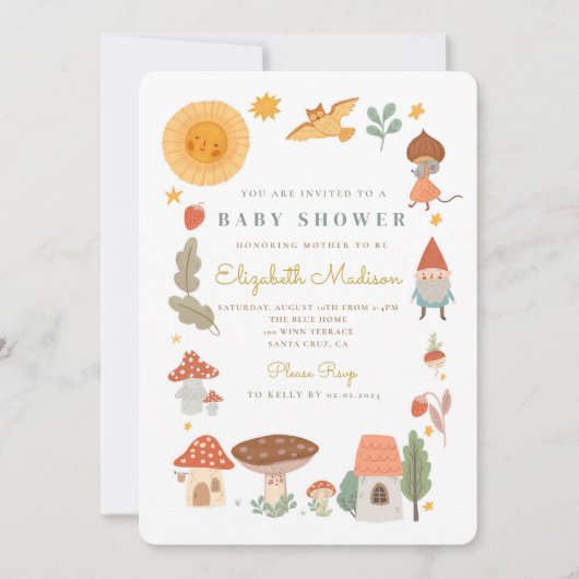 Waldpilz Kinderdusche Einladung (Vorderseite)