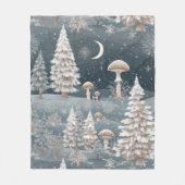 Waldpilz-Winterwaldmuster Fleecedecke (Vorderseite)