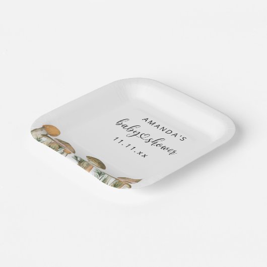 Waldpilze Babydusche Pappteller (Gewinkelt)