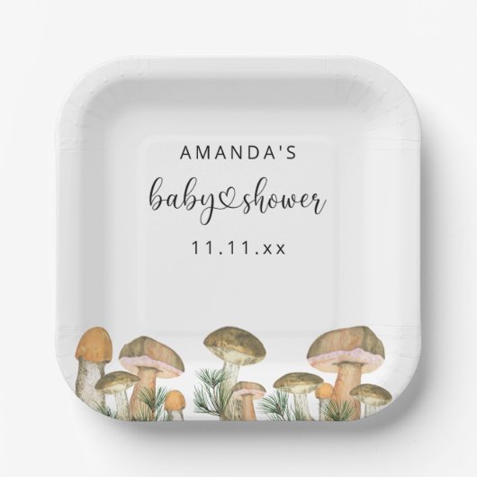 Waldpilze Babydusche Pappteller (Vorderseite)