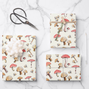 Waldpilze Elfenbein Natur Cottagecore  Geschenkpapier Set