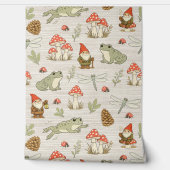 Waldpilze Gnome Frösche Faux-Grasgewebe Tapete (Abrollen)