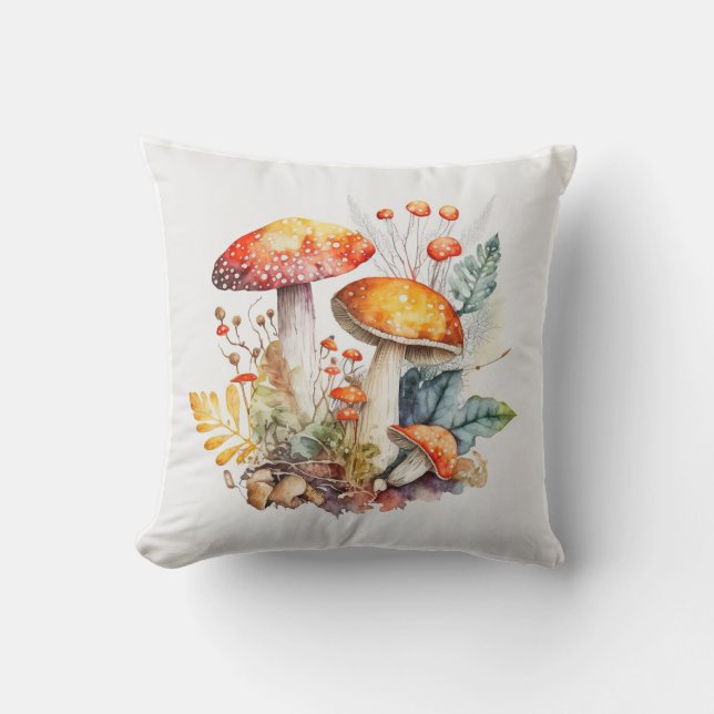 Waldpilze Herbst, Pilze, Vintag Kissen (Vorderseite)