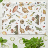 Waldpilze im Herbst Blätter Fir Cone Dragonfly Geschirrtuch (Gefaltet)