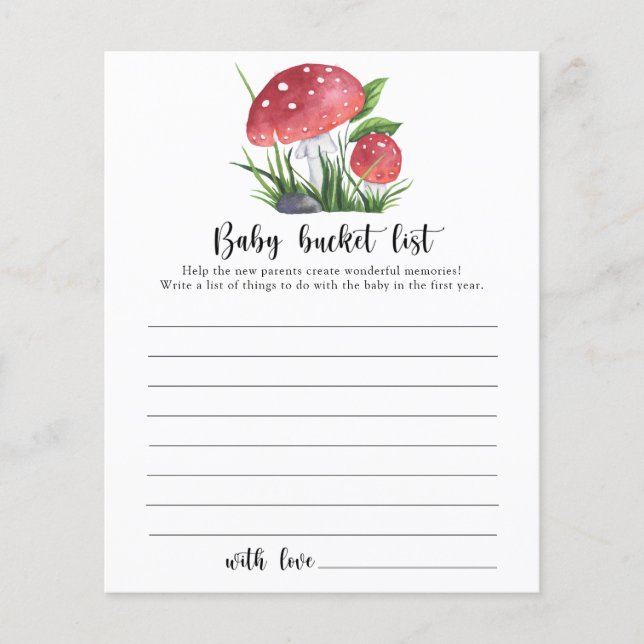 Waldpilze Kindereimer-Liste (Vorderseite)