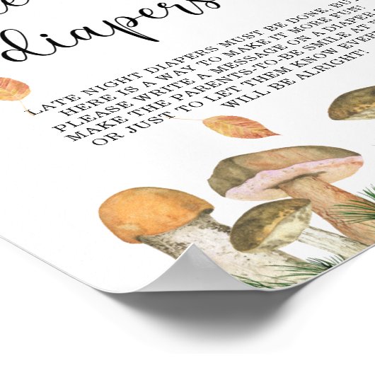 Waldpilze - Späte-Nacht-Windeln Poster (Ecke)