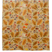 Waldpilze und Herbstflora auf Ocker Duschvorhang (Vorderseite)