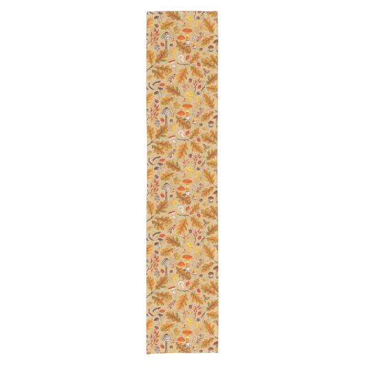 Waldpilze und Herbstflora auf Ocker Kurzer Tischläufer (Vorderseite)