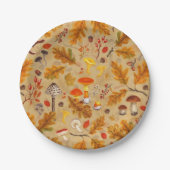 Waldpilze und Herbstflora auf Ocker Pappteller (Vorderseite)