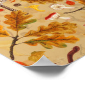 Waldpilze und Herbstflora auf Ocker Poster (Ecke)