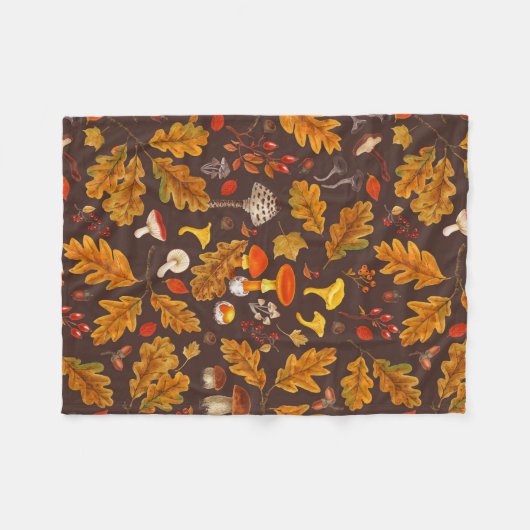 Waldpilze und Herbstflora in Braun Fleecedecke (Vorderseite (Horizontal))