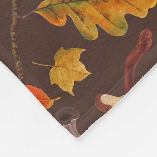 Waldpilze und Herbstflora in Braun Fleecedecke (Ecke)