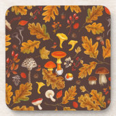 Waldpilze und Herbstflora in Braun Getränkeuntersetzer (Vorderseite)