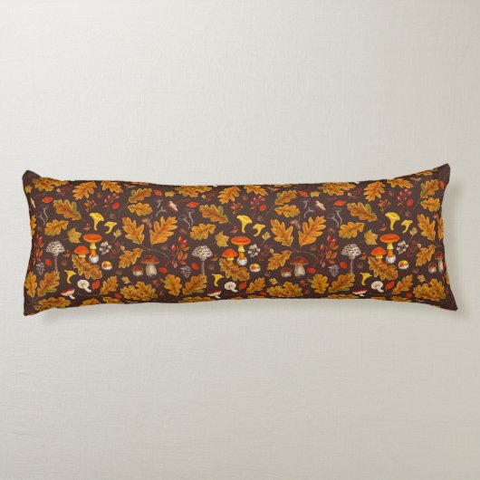 Waldpilze und Herbstflora in Braun Seitenschläferkissen (Rückseite)