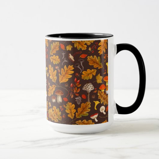 Waldpilze und Herbstflora in Braun Tasse (Rechts)