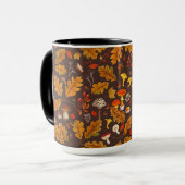 Waldpilze und Herbstflora in Braun Tasse (Vorderseite Links)