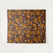 Waldpilze und Herbstflora in Braun Wandteppich (Vorderseite (Horizontal))