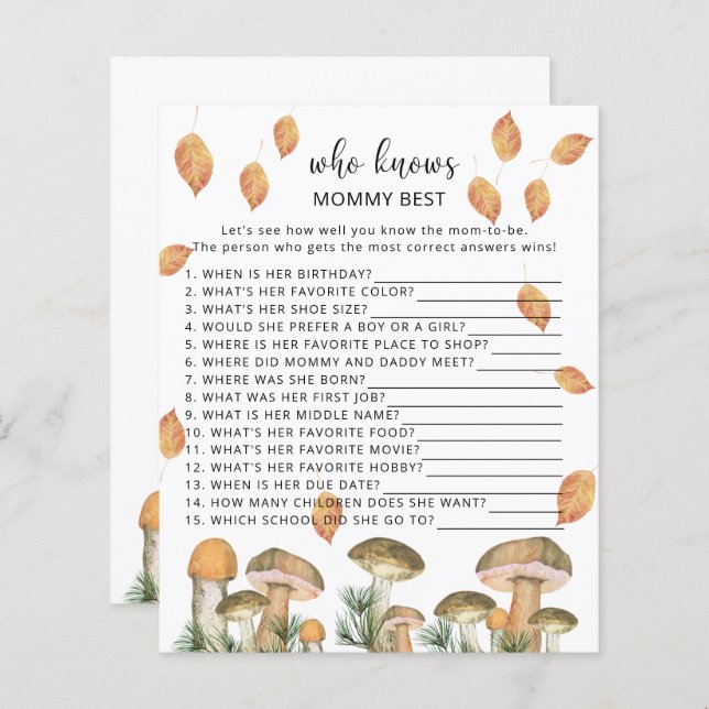 Waldpilze - Wer Mami am besten kennt (Vorne/Hinten)