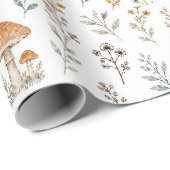 Waldpilze, Wildblumen, Blatt Botanisch | Geschenkpapier (Rolleneckpunkt)