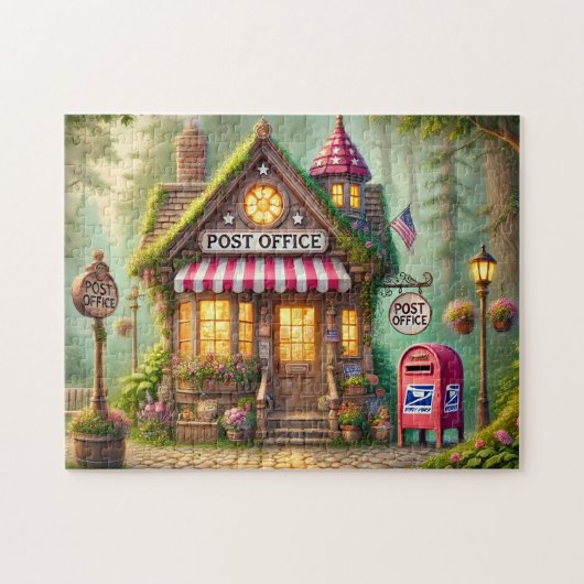 Waldpostamt Waldpostamt Märchenhaftes Cottage Puzzle (Horizontal)