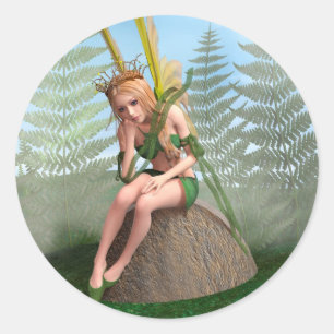 Waldprinzessin, Feen-Schmetterling Runder Aufkleber