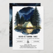 Waldquest des Campers zum Geburtstag Einladung (Vorne/Hinten)