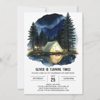 Waldquest des Campers zum Geburtstag Einladung