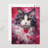 Waldratkatze Valentinstag Postkarte (Vorne/Hinten)