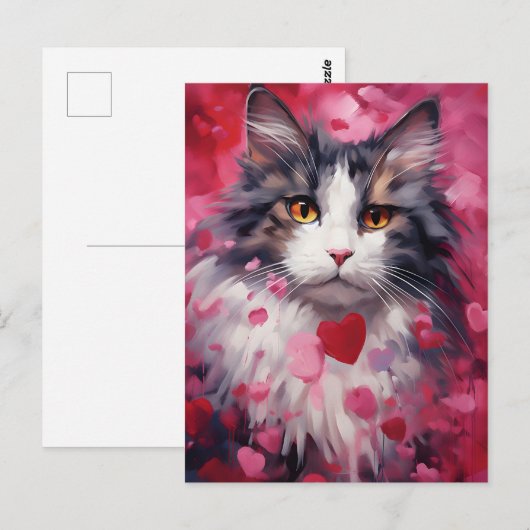 Waldratkatze Valentinstag Postkarte (Vorne/Hinten)