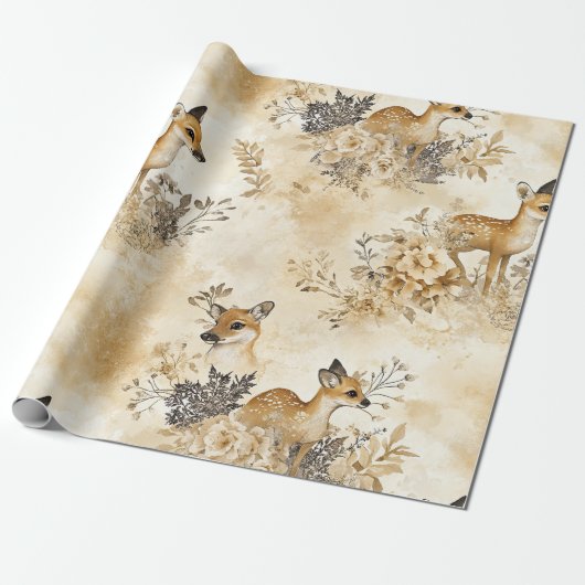 Waldreh-Tiermuster Geschenkpapier (Ungerollt)