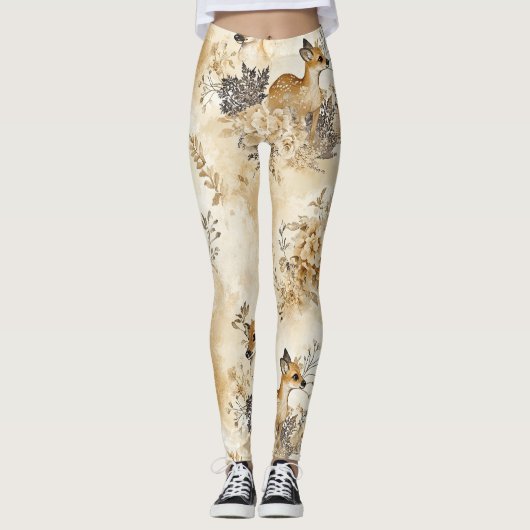 Waldreh-Tiermuster Leggings (Vorderseite)