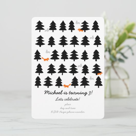 Waldreihen auf weißem Grund Einladung (Stehend Vorderseite)