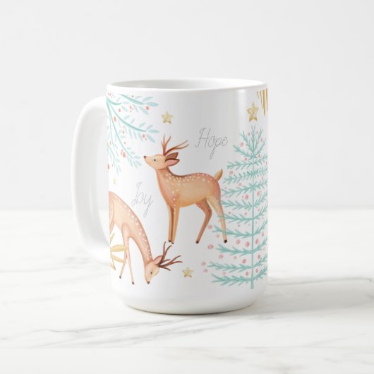 Waldreindeer & Weihnachtsbaumszene Kaffeetasse (Vorderseite Links)