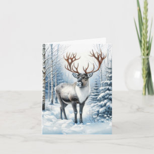 Waldren in winterlichem Wald Wildlife Blank