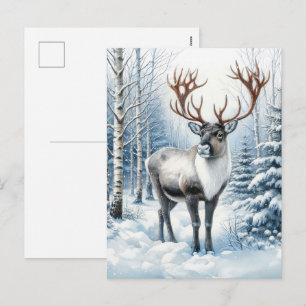 Waldren in winterlichem Wald - Wildlife Blank Feiertagspostkarte