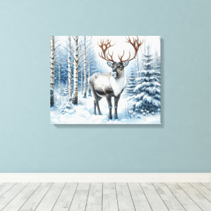 Waldren in winterlichem Wald Wildlife Blank Leinwanddruck