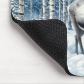 Waldren in winterlichem Wald Wildlife Blank Mousepad (Ecke)