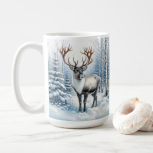 Waldrenentiere im Winterwald Wildleben Kaffeetasse