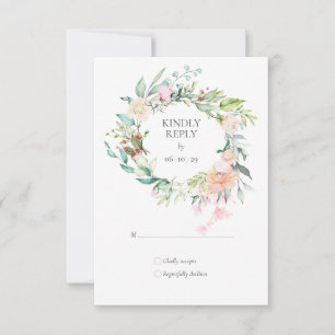 Waldrosen-Grün-Gewinde Blumige RSVP Karte