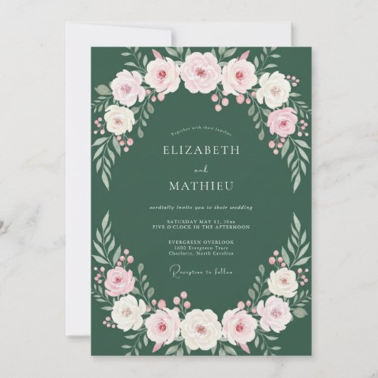 Waldroseneukalyptus-Hochzeit Einladung (Vorderseite)