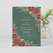 Waldrote-Petal-Hochzeit Einladung (Stehend Vorderseite)