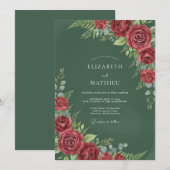 Waldrote-Petal-Hochzeit Einladung (Vorne/Hinten)