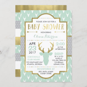 Waldrotwild-Baby-Duschen-Einladung, Imitat-Folie Einladung