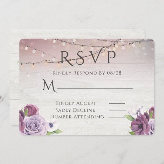 Waldsaite Peony Wedding RSVP Einladung (Vorne/Hinten)