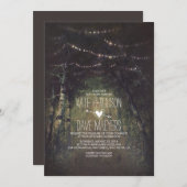 Waldsaitenbeleuchtung rustikale Hochzeitseinladung Einladung (Vorne/Hinten)